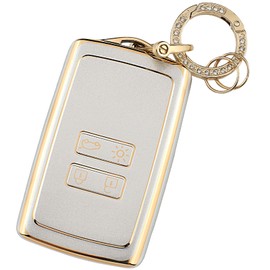 QIULIFAN Renault Fob Soft TPU Key Case Cover with Key Ring for Renault Megane Clio Captur Kadjar Espace Dacia Duster Silver
