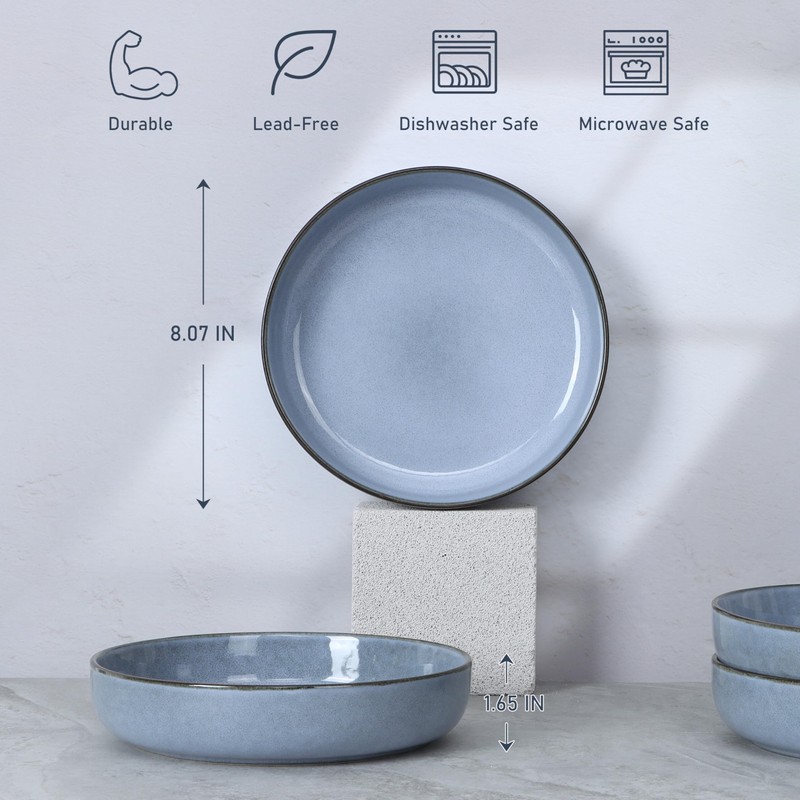 E-far Pasta Bowls Set of 4, 35oz Large Salad Bowls