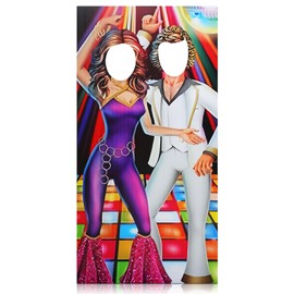 Amyhill 6 ft 70s Disco Couple Cardboard Cutout Stand up Retro Faceless Life Size Photo Prop Vintage Dance Couple Backdrop for Dance Theme Jazz Night Party Decoration
