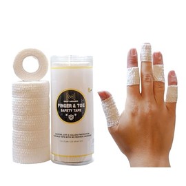 GRIP MAMBA Finger & Toe Safety Tape, 1 inch Wide Flexible Protective Tape w/No Residue Adhesive, Cut Callus & Blister Protection, Sleeve Support & Stretch Bandage Wrap for Fingers Toes, 6 Rolls-White