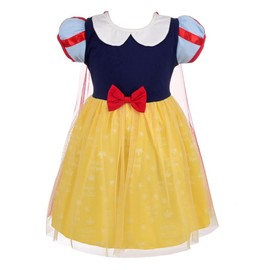 Lito Angels Princess Snow White Costume Fancy Tulle Dress with Cape for Kids Girls Age 4-5 Years, Yellow 099 (Tag Number 130)