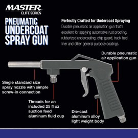 Master Elite Air Undercoating Spray Gun with Regulator & Suction Feed Cup - Apply Sprayable Truck Bed Liner Coating, Rubberized Undercoat, Rust Proofing Paint, Pneumatic Automotive Application Sprayer