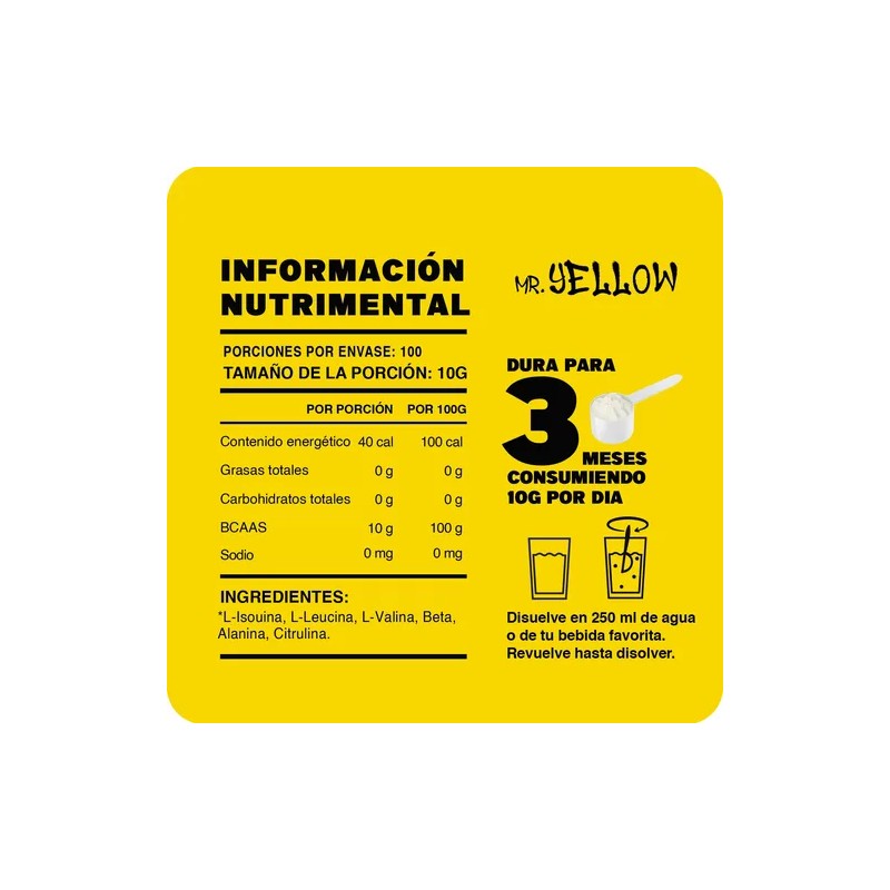 Aminoácidos 1kg En Polvo Mr. Yellow 100servicios Varios Sabo