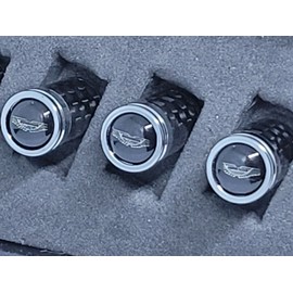 Exotic Carbon Fiber Aston Martin Silver Logo Black Backgrd Carbon Fiber Tire Valve Caps Great Gift !