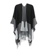 Ciormis Poncho Cape for Women, Fashion Black Gray Fringe Shawl