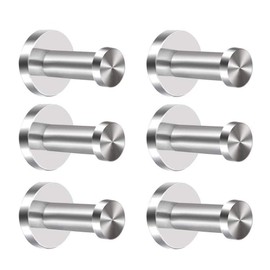 Robe Hook ManYee 6pcs 304 Stainless Steel Door Hooks Wall-Mount Robe Coat Hook Chrome Cylinder Towel Hook Heavy Duty Clothes Hanger Brushed Nickel for Bathroom Lavatory Closets(2inch/5cm)