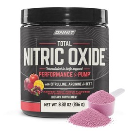 ONNIT Óxido nítrico total, sin cafeína en polvo previo al entrenamiento con raíz de remolacha, L arginina y L malato de citrulina  Aumenta la energía 