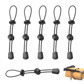 NIIIYTYB 6 Pcs Backpack with Trekking Pole Holder Adjustable Bungee Rope Lanyard Elastic Quiver Straps for Backpacking Climbing Hiking Walking Sticks Replacement Bag Strap Parts (Black)
