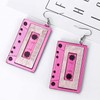 Retro Women Cassette Tape Dangle Earrings for 80s' Party Jewelry
