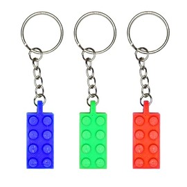 3-Piece Colorful Building Block Keychains – Fun, durable key rings for keys, bags & DIY projects. Compatible with 3D printed light switch covers, perfect as party favors, gifts & collectibles