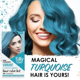 Punky Colour Box Kit Turquoise - For Bleached, Blonde or Highlighted Hair, Non-Damaging Hair Dye, Vegan, PPD and Paraben Free, Conditions and Transforms to Vibrant Hair Color, lasts up to 35 washes