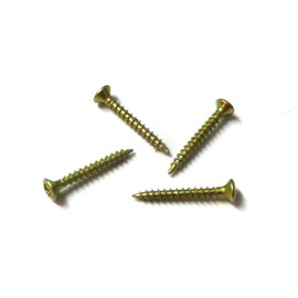 Pack of 100 Mini Chipboard Screws (Countersunk Head with PZ Phillips Head) Yellow Galvanised Steel 2 x 10 mm for Model Making or Restoration