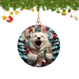 Adorable Polar Bear Christmas Ornament, Fun Decor for Kids Rooms, Acrylic Christmas Tree Ornaments, Home Decorates Christmas, Xmas Ornaments, Trending 2024, Idea