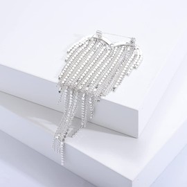 Heart Tassel Rhinestones Brooches Lapel Pins Delicate Luxury Sparkly Crystal Hearted Love Charm Brooch Classic for Women Ladies Girls for Wedding Party Dance Banquet Dainty Elegant Beautiful Pins Dress Suit Shirt Ceremony Clothes Accessories Jewelry Vale