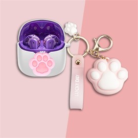 TSVSXS Case Compatible with JBL Tune Flex with Pendant Keychain, Soft Silicone Cute Anime Shockproof Protective Wireless for Tune Flex Case Cover for Kids