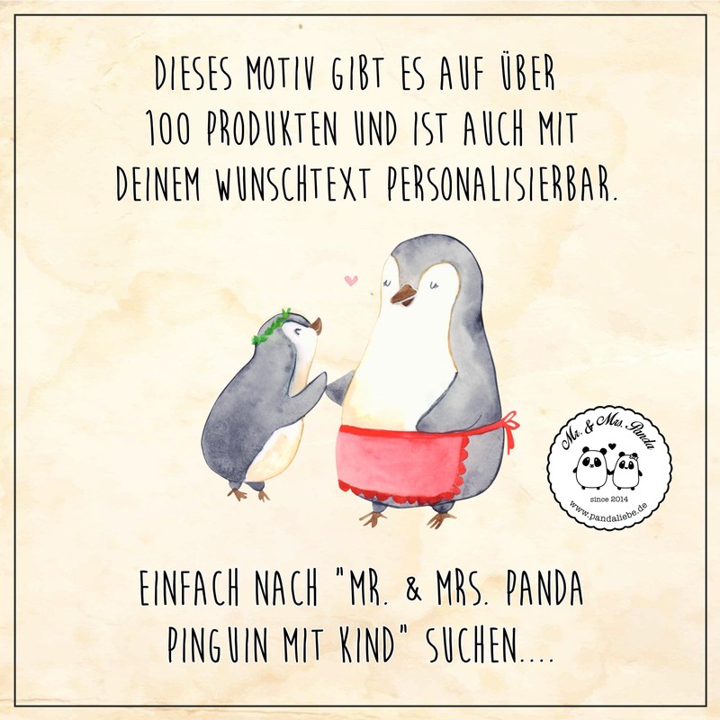 Mr. & Mrs. Panda Personalisierter Gravur Bierkrug Pinguin mit Kind