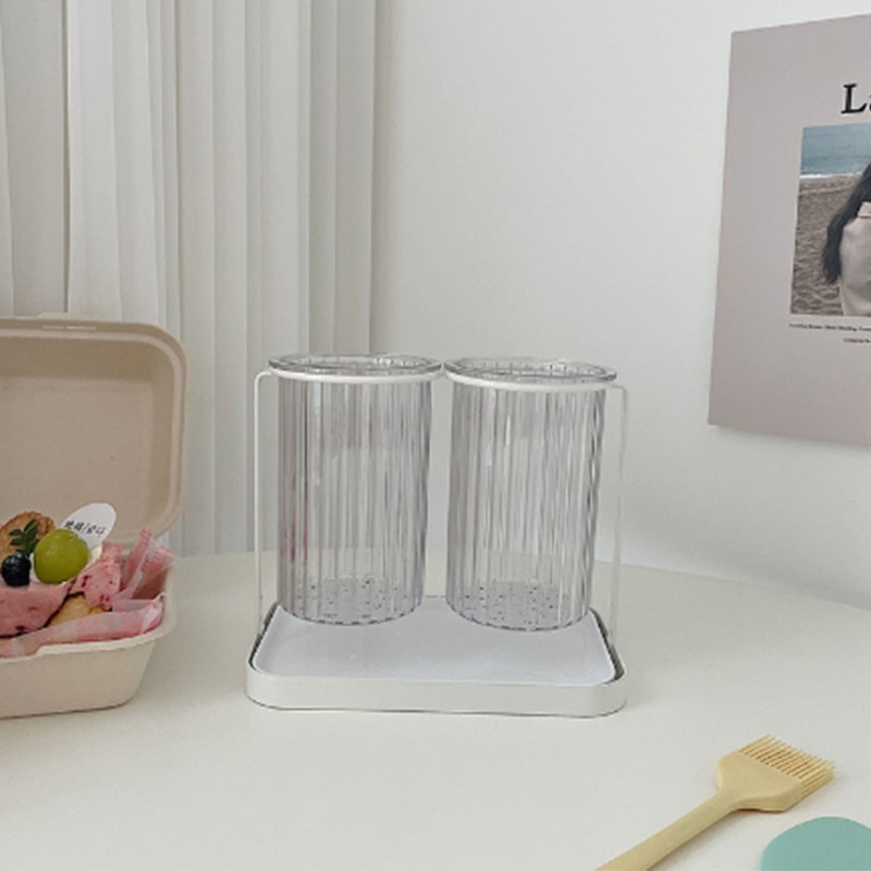 Utensil Holder Organizer for Countertop Chopstick Drainage Box 2 Divided