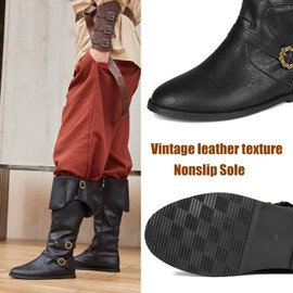 Galindopia Unisex Cosplay Boots Flat, 108 Black