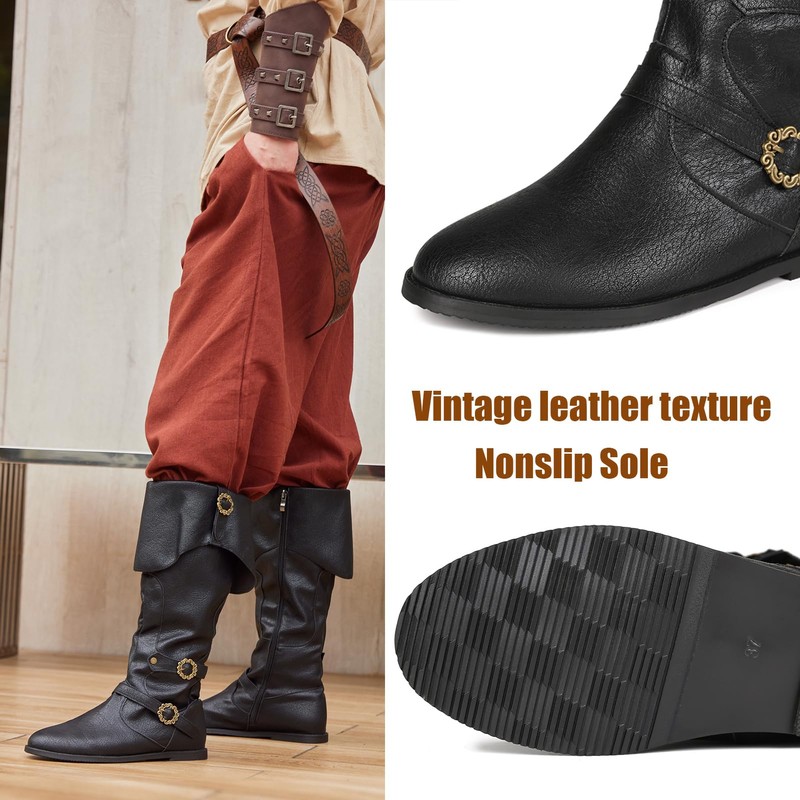 Galindopia Unisex Cosplay Boots Flat, 108 Black