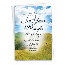 NobleWorks - 10 Year Anniversary Recovery Greeting Card (5 X 7 Inch) with Envelope - Encouragement Sobriety Milestone Birthday Notecard, Recognition Stationery - Year Time Count 10 C9087AAG