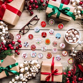 Advent Calendar Numbers Buttons Number, 24 Advent Calendars, Christmas Calendar DIY Advent Calendar Pins for DIY Christmas Calendars and Decoration Jute Bags, Pin Pins (EkUAN)