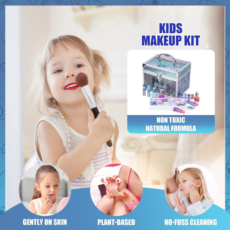 Stitch Set de Maquillaje para Niñas Gloss y Esmalte con