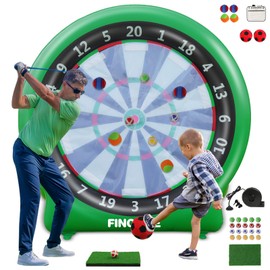 Inflatable 6ft Giant Dartboard, Golf Darts Kick Darts, Soccer & Throw Darts Game with Pump, 2 Kickball, 4 Throw Balls, 20 Golf Balls, Chipping Mat, Giant Dart Board Target Yard Games, Red