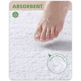 Color&Geometry White Bathroom Rugs- Absorbent, Non Slip, Soft, Washable, Quick Dry, 20"x29" Small White Rug White Bath Mats for Bathroom, Microfiber Shower Mat Bath Rug Bathroom Carpet