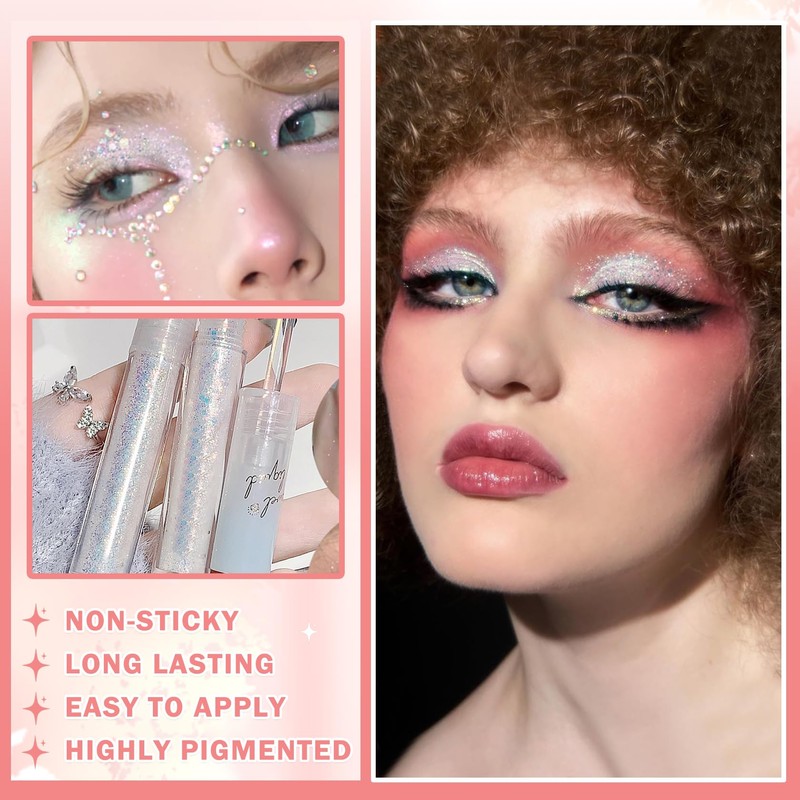 AIUEO Liquid Glitter Eyeshadow Eyeliner Korean Eye Glitter Makeup Long