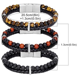 LUCKY2+7 Leather Bracelet for Men Stainless Steel Mens Bracelet Jewelry Gifts for Dad Grandpa Husband,To My Dad