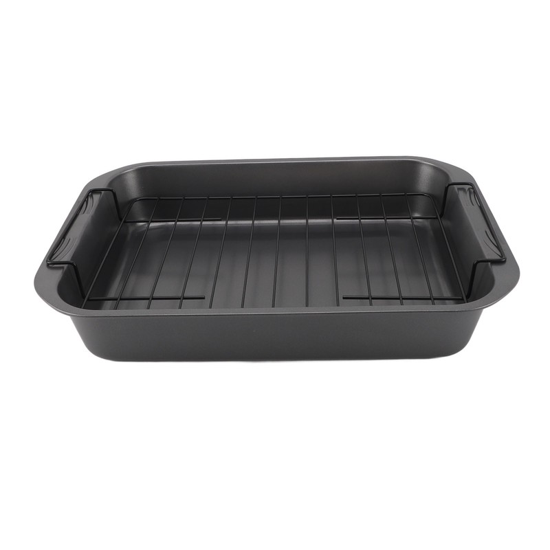 Roast Pan with Rack Rectangle Broiling Pan Carbon Steel Iron