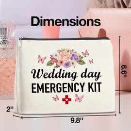 UPNEGE Wedding Makeup Bag Gifts for Bride Bridesmaids, Wedding Day Emergency Kit Floral Cosmetic Bag Zipper Makeup Pouch