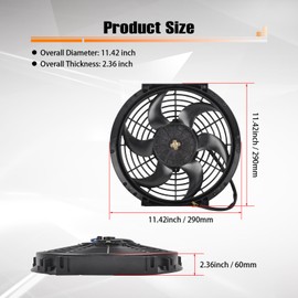 higehio 10 Inch Universal Slim Fan Push Pull Electric Radiator 12V 80W 800 CFM Electric Auto Engine Radiator Cooling Fan Mount Kit Black,2 Pack