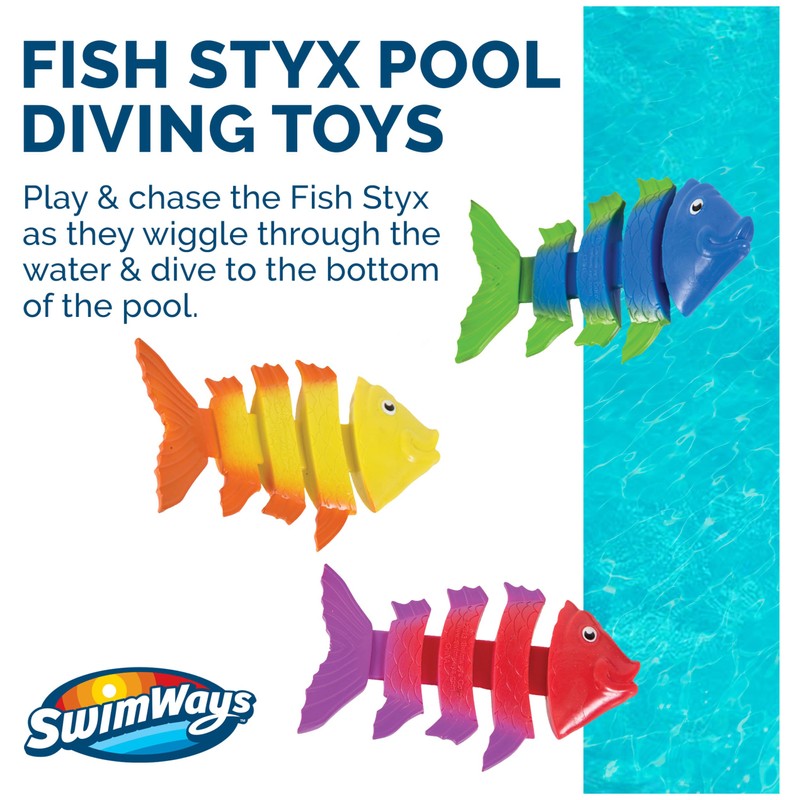 SwimWays Fish Styx Kids Fish-Shaped Pool Diving Toys (3 Pack),