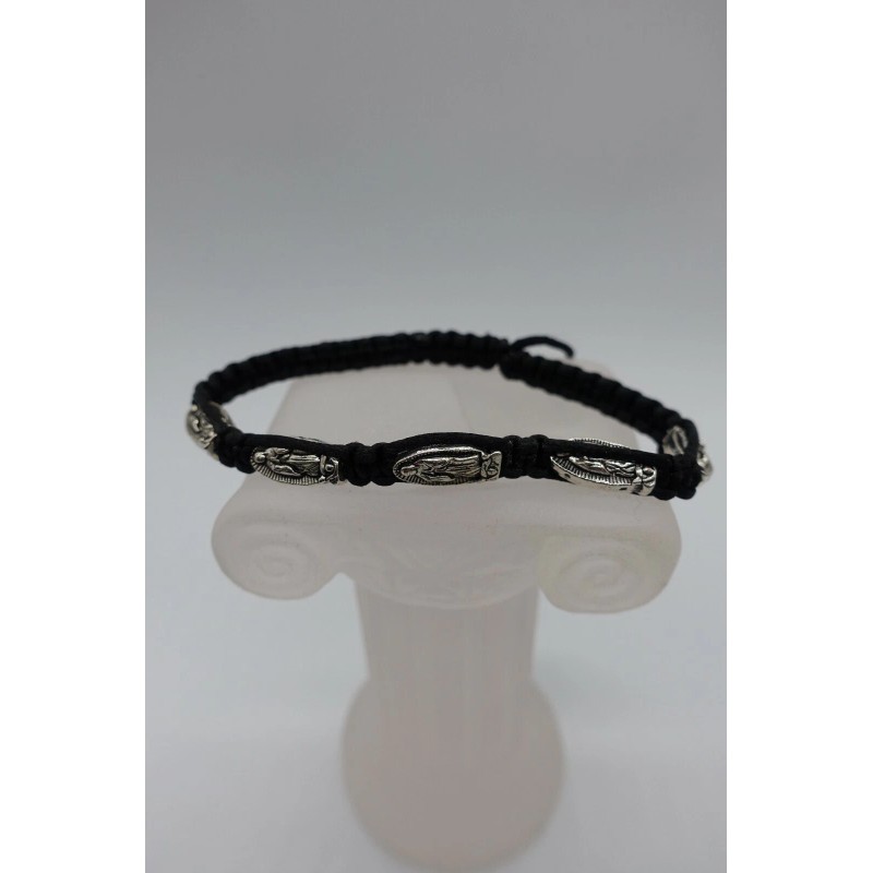 Rainbow St Benedict fig black string macrame adjustable bracelet