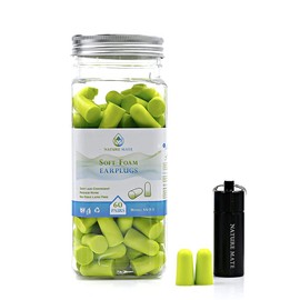 Nature Mate Super Soft Reusable Foam Earplugs 38dB Highest SNR 60 Pairs Anti-Noise Ear Plugs for Sleeping Snoring Studying Travel Concerts Loud Noise with Compact Carrying Case