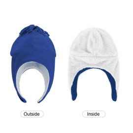 Zando Baby Boy Sherpa Lined Warm Fleece Pilot Hat Infant Toddler Winter Hat Mitten Set Blue M (1-2 Age)