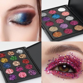 Nivofu 2 Pieces Glitter Eyeshadow Palette, 30 Colours Eyeshadow Palette, Colourful, Glitter Makeup Palette, Durable, Waterproof, Eyeshadow Palette, Shimmering Eye Palette, Makeup Palette