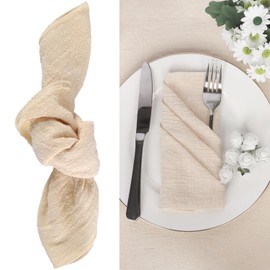 4 Pcs Cloth Napkins16.5x16.5 Inch, Napkins Cotton, Party Napkins Adults Cloth,Solid Color Table Cloth Napkins Set for Christmas/Dinners/Weddings/Bar/Cocktail (Beige)