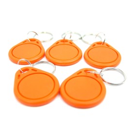 NFC Tag Pendant, 40 x 32 mm, NXP NFC Chip, 180 Bytes, Orange, Ideal for Device/Profile Control (WLAN, Bluetooth, Apps), Compatible with All NFC Smartphones and Tablets, Pack of 5