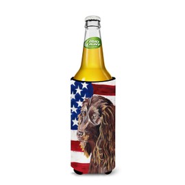 Caroline's Treasures SC9518MUK Boykin Spaniel USA American Flag Ultra Beverage Insulators for slim cans, Slim Can, multicolor