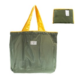 DALO Pocketable Tote Bag, Large Capacity, Eco Bag, Drawstring Type, Shopping Bag, Foldable, Multi-Purpose, Bicolor, green