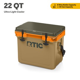 RTIC Ultra-Light 22 Quart Hard Cooler Insulated Portable Ice Chest Box for Drink, Beverage, Beach, Camping, Picnic, Fishing, Boat, Barbecue, 30% Lighter Than Rotomolded Coolers, Trailblazer