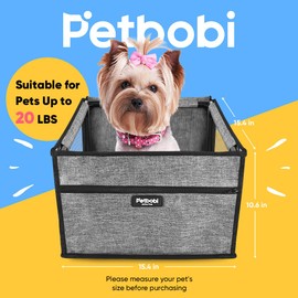 Petbobi Dog Car Seat - Puppy Car Seat for Small Dogs and Cats up to 20 lbs - Pet Car Seats with PVC Frame & Cationic Fabric - Perfect for Safe and Cozy Travel - Breathable Mesh, Storage Bag - Grey