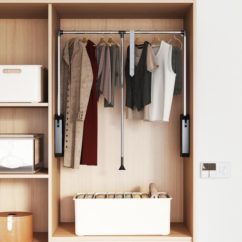 Pull Down Closet Rod,Pull Down Closet Rods for Hanging Clothes,
