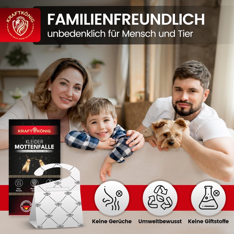 KRAFTKÖNIG Clothes Moth Trap White – 8 x Moth Traps