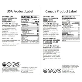 Food to Live Organic Dry Roasted Pumpkin Seeds in Shell with Himalayan Salt, 5 Pounds – Nutritious Snack Made from Premium Non-GMO Seeds, Perfect for Keto and Paleo Diet. Rich Flavor. Kosher, Vegan