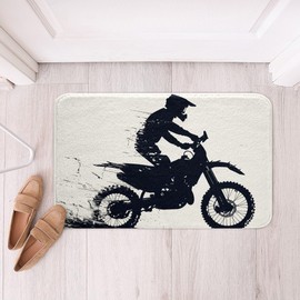 Feelyou Cool Motocross Bathroom Rugs 16"x24" Dirt Bike Bath Mats for Bathroom Ultra Soft Motorcycle Racer Bath Rugs for Shower Tub for Kids Boys Girls Racing Motocross Rider Bathroom Accossories