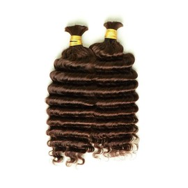 Ygwigs Double Drawn #4a Dark Brown Bulk Hair Deep Wave - Length: 22 inch, Hair Type: Double Drawn