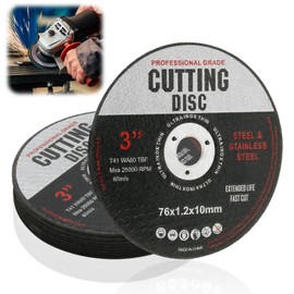 76mm Cutting Disc for Mini Angle Grinder, 10 Pcs Stainless Steel Grinder Discs, Cutting Wheels Grinding Disc, Hand Grinder Saw Disc for Cutting Aluminum Metal Rebar Wood(76mm X 1.2mm X 10mm)